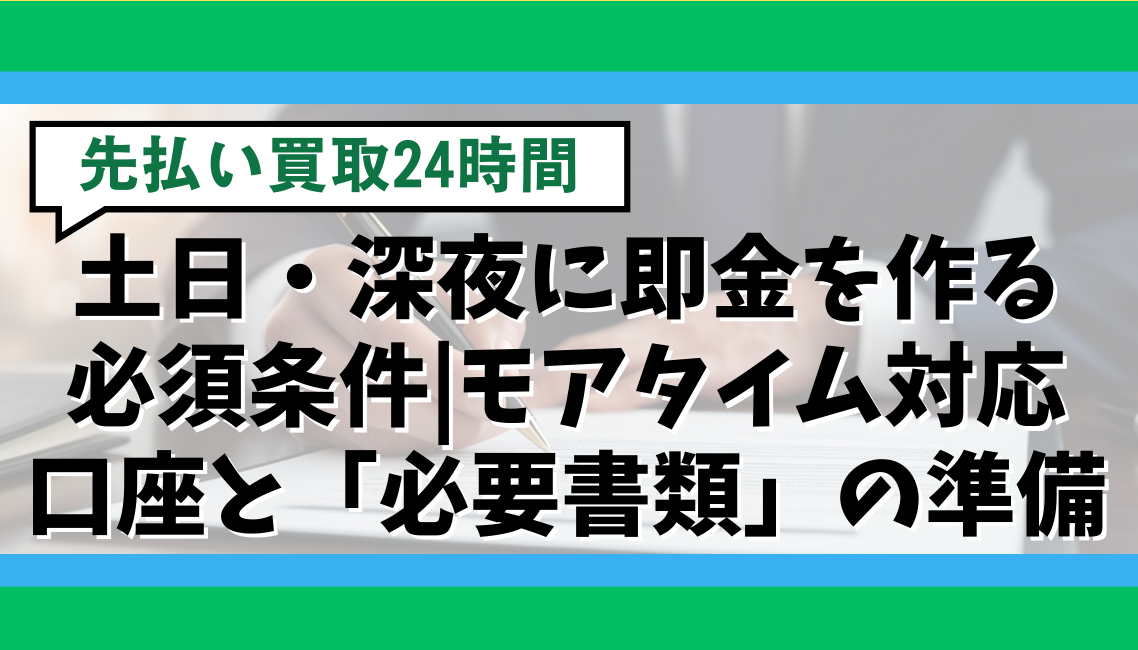 土日・深夜に即金を作る必須条件|モアタイム対応口座と「必要書類」の準備