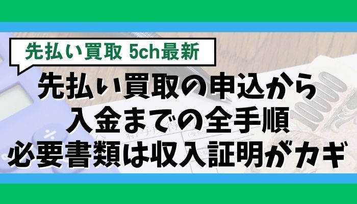 先払い買取の申込から入金までの全手順|必要書類は収入証明がカギ